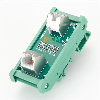 DIN-rööpa kahekordne RJ45 moodul 45 kraadi